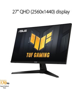 أسوس شاشة ألعاب TUF Gaming VG27AQA1A مقاس 27 بوصة WQHD VA، 170 هرتز / 1 مللي ثانية، ضبابية حركة منخفضة للغاية، Freesync Premium، DisplayWidget Lite، HDR 10، مكبرات صوت 2Wx2، DP / HDMI أسود  - Image 3
