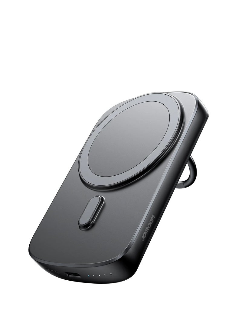 JOYROOM 6000 mAh JR-W030 20W Magnetic Wireless Power Bank with Ring Holder 6000mAh-Black Black - Image 1