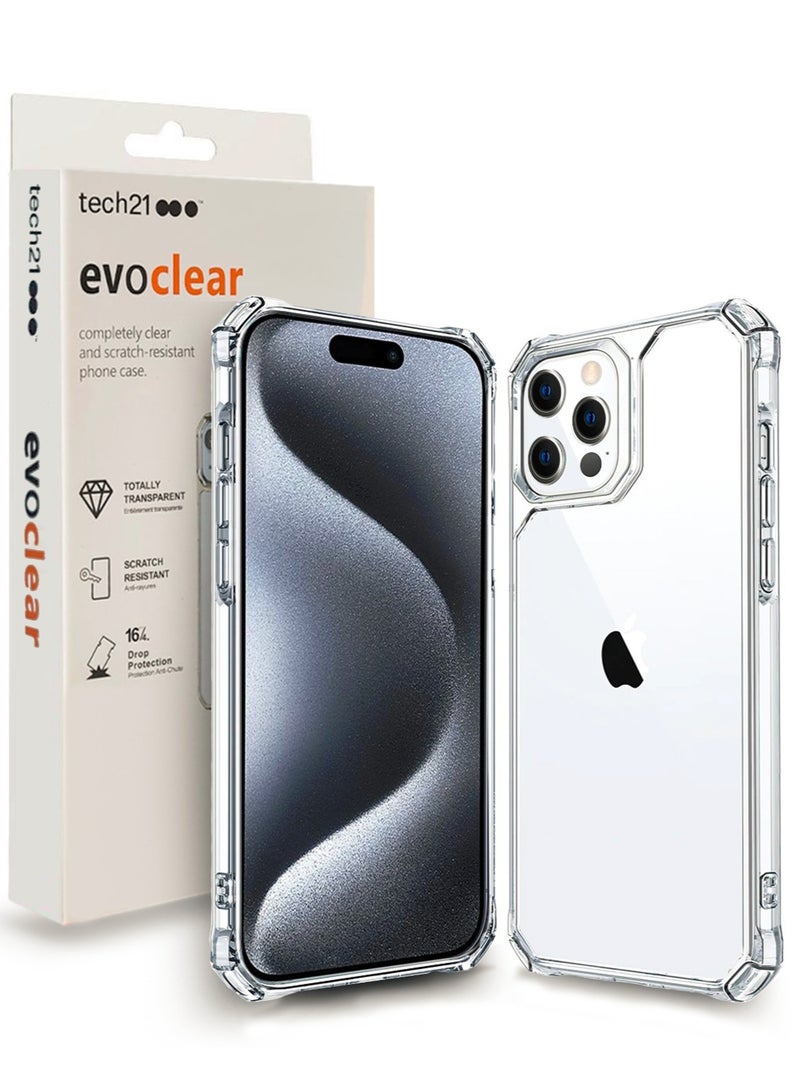 تيك 21 - غطاء خلفي شفاف Evo لهاتف Apple iPhone 15 Pro - مقاوم للخدش ومضاد للأصفرار وحماية من السقوط بطول 16 قدم شفاف - Image 1
