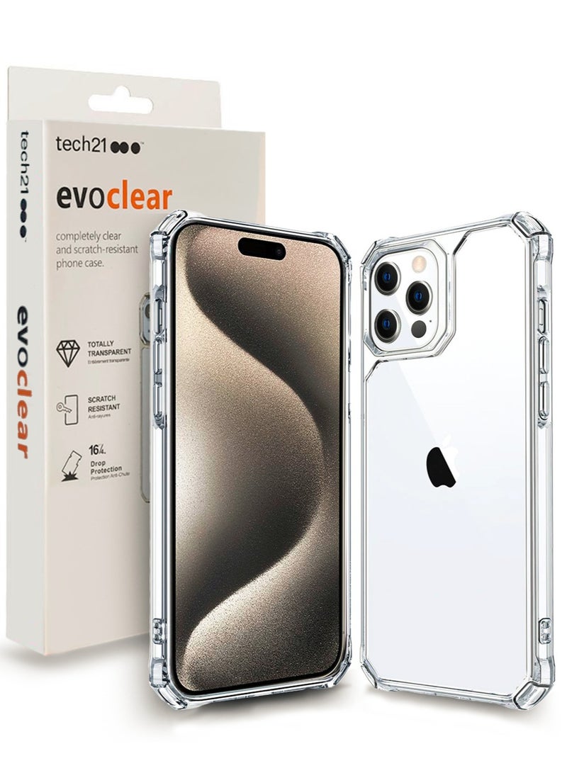 tech21 Evo Transparent Back Cover Case For Apple iPhone 15 Pro Max – Scratch Resistant Anti Yellowing 16Ft Drop Protection Clear  - Image 1