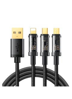 3.5A 3-in-1 Data Cable (USB-A to Lightning+Type-C+Micro) 1.2m Black