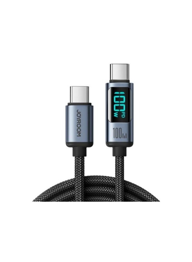 JOYROOM S-CC100A16 Prism Series 100W Type-C to Type-C Digital Display Fast Charging Data Cable 1.2m Black - Image 1