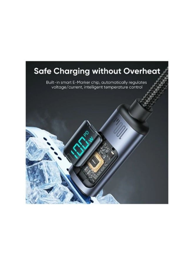 JOYROOM S-CC100A16 Prism Series 100W Type-C to Type-C Digital Display Fast Charging Data Cable 1.2m Black - Image 3