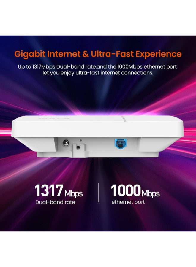 Tenda i24 1200Mbps Dual Band Wave 2 Gigabit Ceiling Mount Access Point White  - Image 4