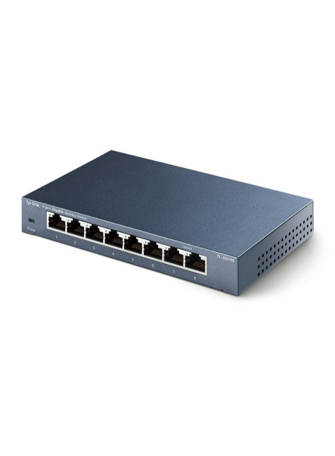 Tenda - TL-SG108 With 8 Port Gigabit Unmanaged Ethernet Network Switch, Ethernet Splitter, Plug And Play, Fanless Metal Design, Shielded Ports, Traffic Optimization, Limited Lifetime Protection Black - Image 1