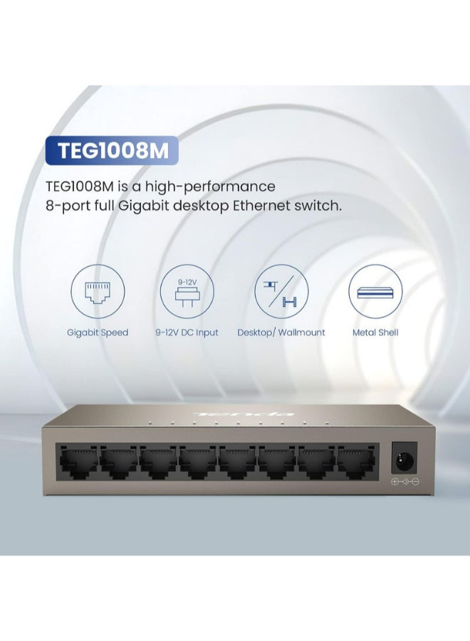 Tenda TEG1008M With 8-Port Gigabit Desktop Switch Brown  - Image 3