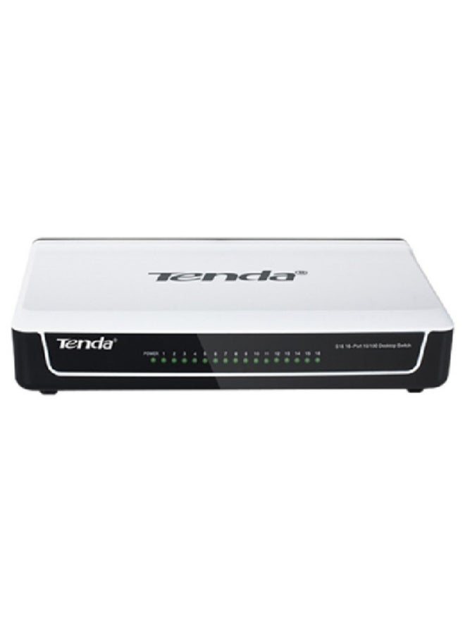 S16 With 16-Port Unmanaged Desktop Fast Ethernet Switch White