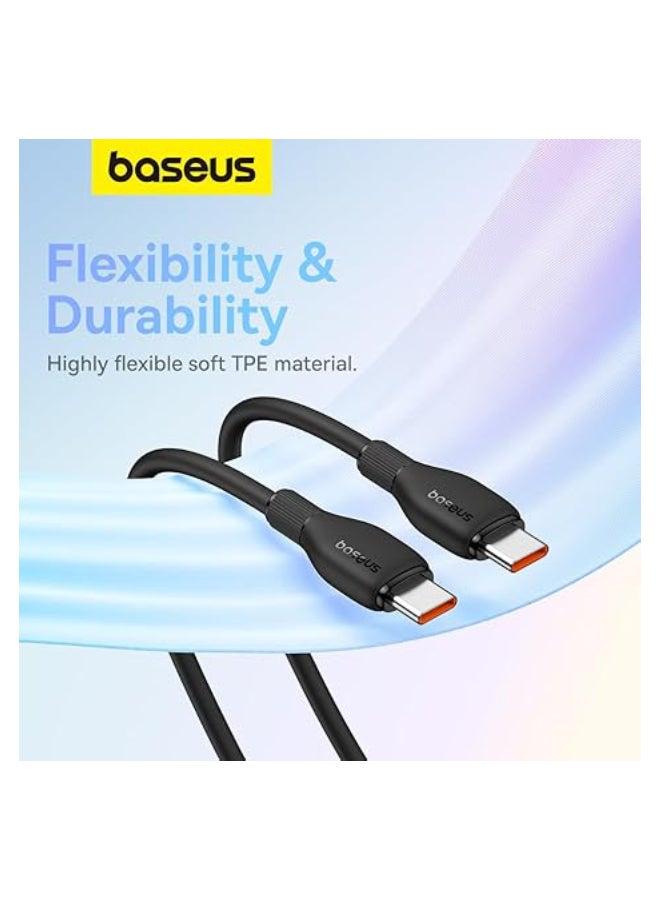 بيسوس Baseus Pudding Series Fast Charging Cable Type-C to Type-C 100W 1.2m Cluster Black Black  - Image 3