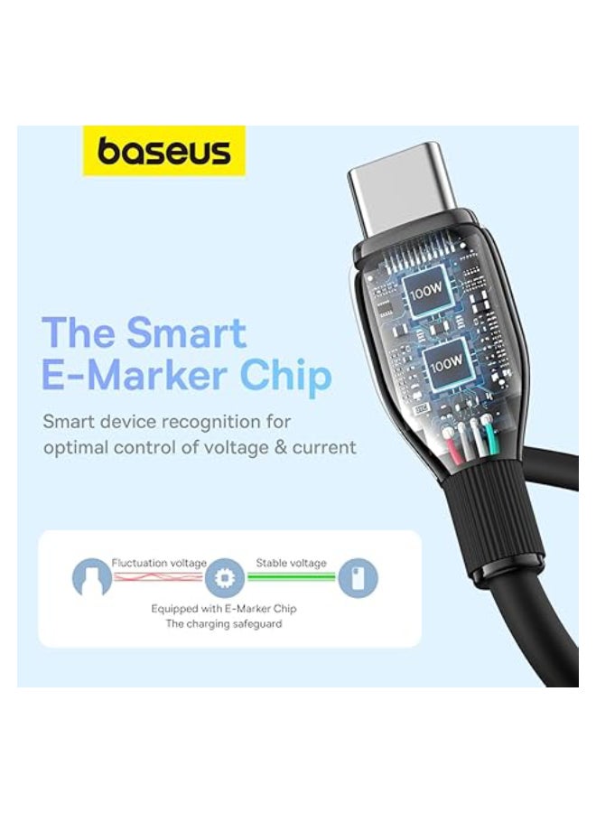 بيسوس Baseus Pudding Series Fast Charging Cable Type-C to Type-C 100W 1.2m Cluster Black Black  - Image 5