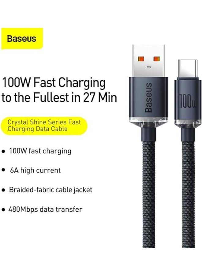 Baseus - Baseus Unbreakable Series Fast Charging Data Cable USB to Type-C 100W 1m Cluster Black Black - Image 1