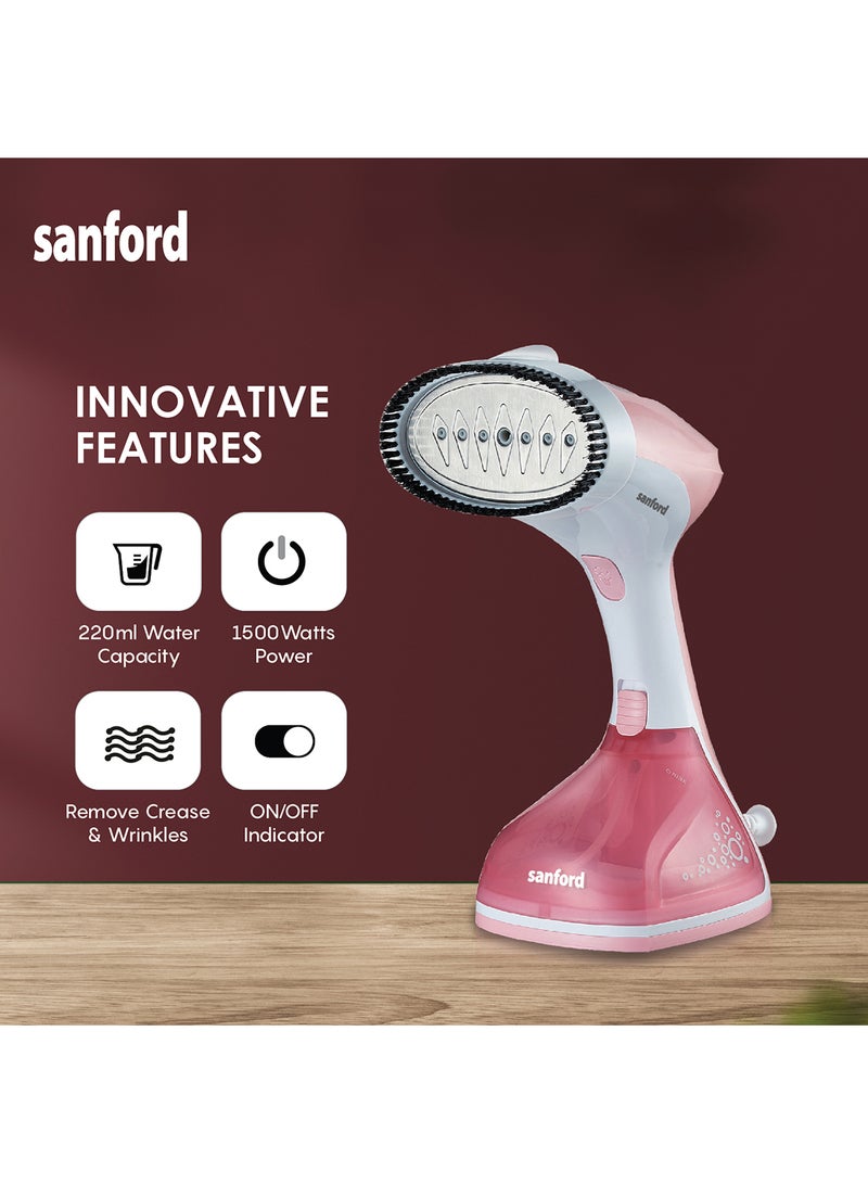 Sanford Handheld Portable Garment Steamer Iron , Fast heat up, Kills bacteria, Suitable for all fabrics 220 ml 1640 W SF2904GS Pink  - Image 2