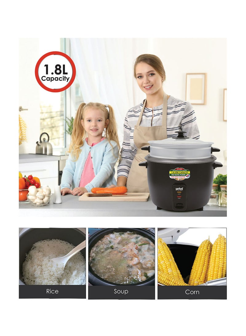 سانفورد جهاز طهي الأرز 1.8 لتر 700 وات SF1152RC-1.8L BS أسود، أبيض، أزرق، أحمر  - Image 2