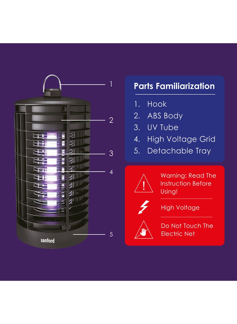 Sanford Insect Killer High Efficiency With 4W/1500V Zapping Power, Energy Saving UV Tube, Aluminium Wire Mesh 4 W SF601IK BS Black  - Image 3