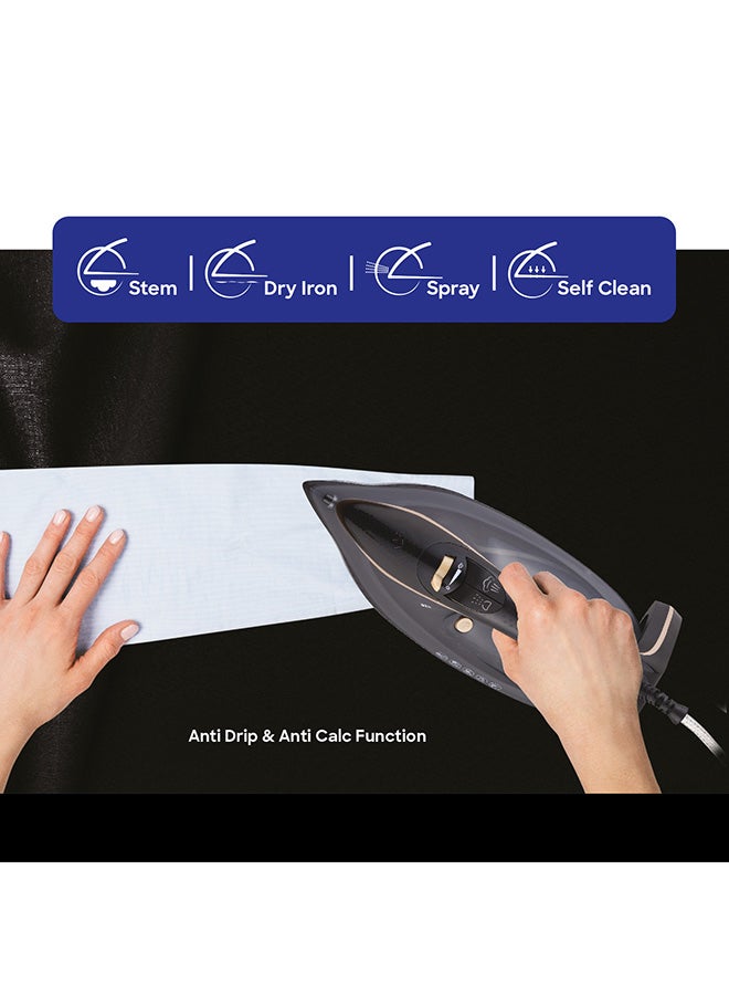 Sanford Powerful Ceramic Steam Iron 350ml with Non-Stick Coating Ceramic Sole Plate, Self Cleaning Function, Anti Drip Technology and Adjustable Thermostat Control 350 ml 3500 W SF64CSI BS Black - Image 4