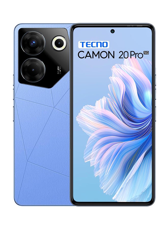 تكنو هاتف Camon 20 Pro ثنائي الشريحة بلون أزرق سيرينيتي وذاكرة وصول عشوائي (RAM) سعة 8 جيجابايت وذاكرة داخلية 256 جيجابايت يدعم تقنية 5G - إصدار الشرق الأوسط - Image 1