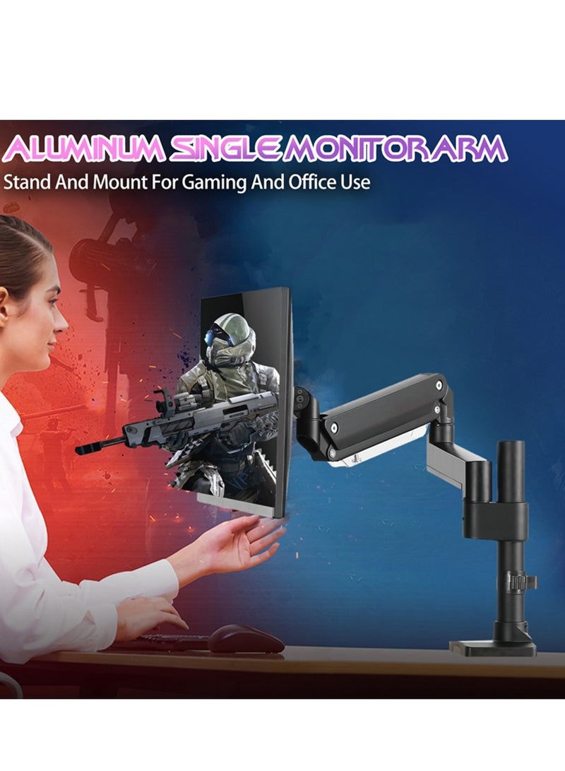 Single Monitor Arm Stand Mount Pole Mounted Aluminum Heavy Duty Gas Spring For Gaming And Office Use Upto 17 To 35 Inches | GO-2083 Black