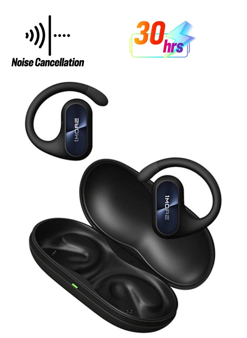 1MORE Fit SE S30 Open-Ear Wireless Earbuds Noise Cancellation Bluetooth 5.3 Water Resistance 4 Microphones 30 Hours Battery Black - Image 1
