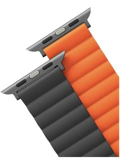 Uniq Revix Reversible Magnetic Silicone Compatible With Apple Watch Strap 42/44/45/49Mm Charcoal Grey/Orange  - Image 4
