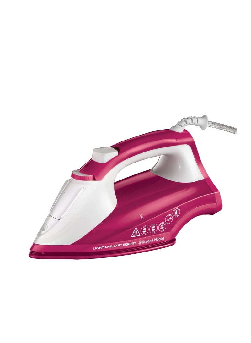 Russell Hobbs - Light and Easy Bright Steam Iron - Colorful Design with 2x More Durable Soleplate, 115 Gram Steam Shot and 35 Gram Continuous Steam 240 ml 2400 W 26480GCC Pink - Image 1