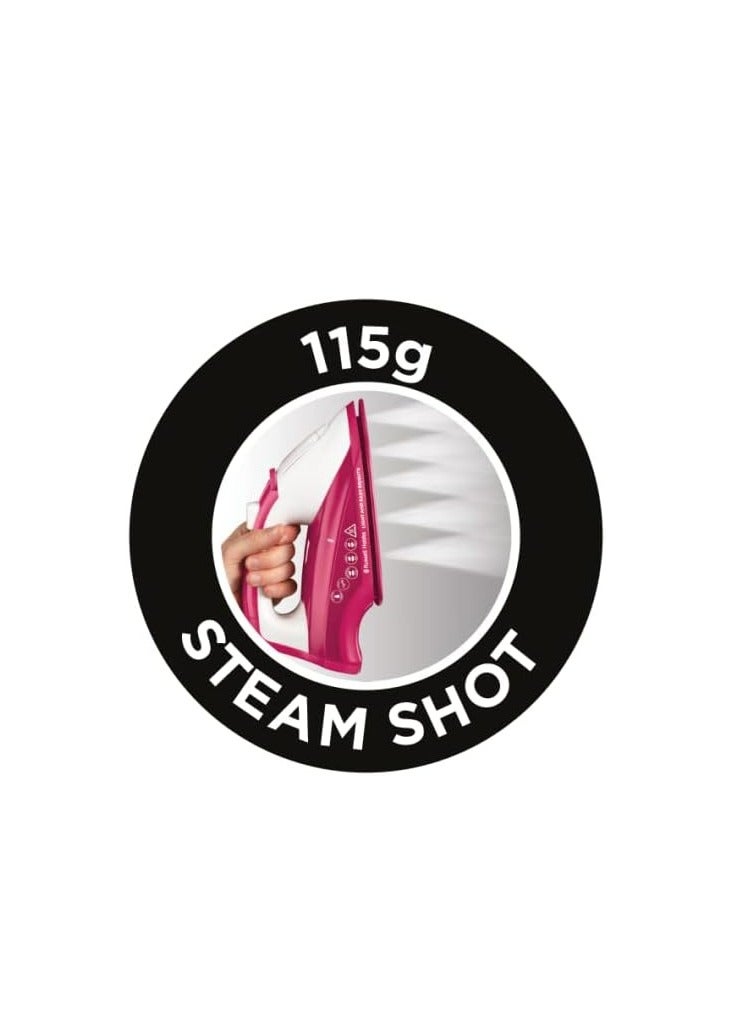 Russell Hobbs - Light and Easy Bright Steam Iron - Colorful Design with 2x More Durable Soleplate, 115 Gram Steam Shot and 35 Gram Continuous Steam 240 ml 2400 W 26480GCC Pink - Image 1