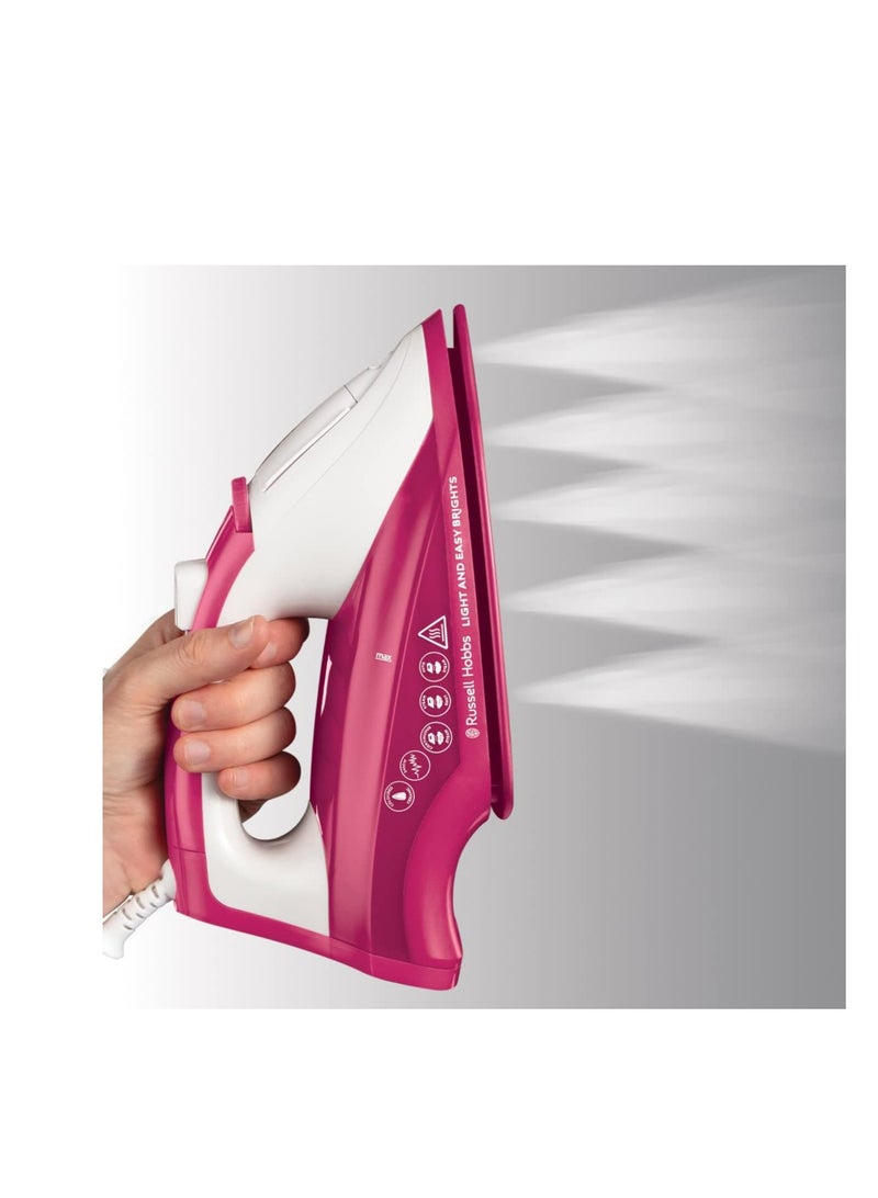 Russell Hobbs - Light and Easy Bright Steam Iron - Colorful Design with 2x More Durable Soleplate, 115 Gram Steam Shot and 35 Gram Continuous Steam 240 ml 2400 W 26480GCC Pink - Image 1
