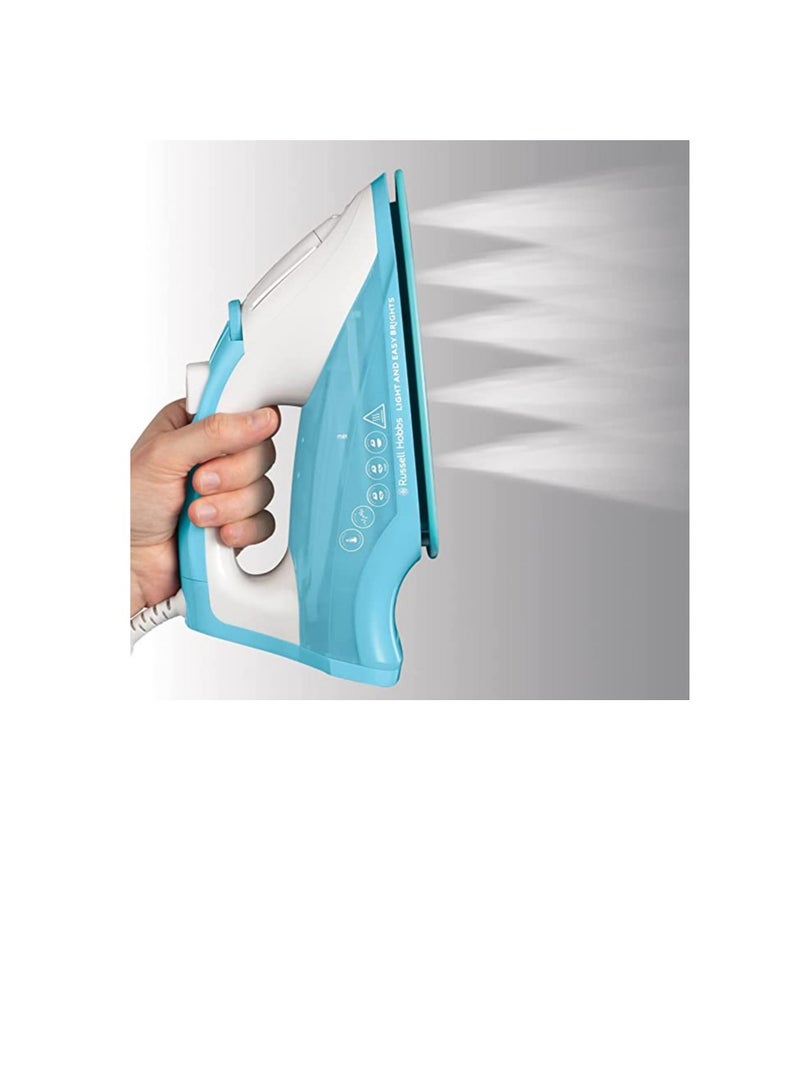 Russell Hobbs - Light and Easy Brights Steam Iron - Colourful Design with 2x More Durable Soleplate, 115 Gram Steam Shot, and 35 Gram Continuous Steam 240 ml 2400 W 26482GCC Blue - Image 1