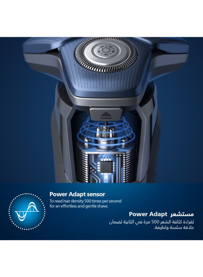 Philips - Shaver S7886/35,Wet & Dry Use,Smart SkinIQ Tech for a Close, Comfortable Shave,Flexible Heads, Motion Control Sensor,60min Cordless Use, Travel Case Included Black - Image 1