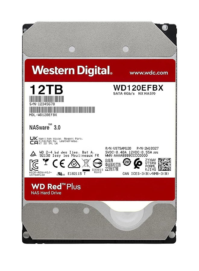 WD 12TB Red Plus NAS Internal Hard Drive HDD - 7200 RPM, SATA 6 GB/s, CMR, 512 MB Cache, 3.5" - WD120EFBX 12 TB - Image 2