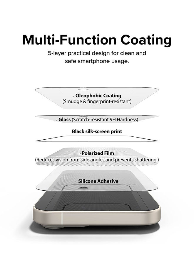 Ringke Privacy Glass For iPhone 15 Screen Protector Full-Coverage Tempered Screen Guard With Installation Jig Clear - Image 5