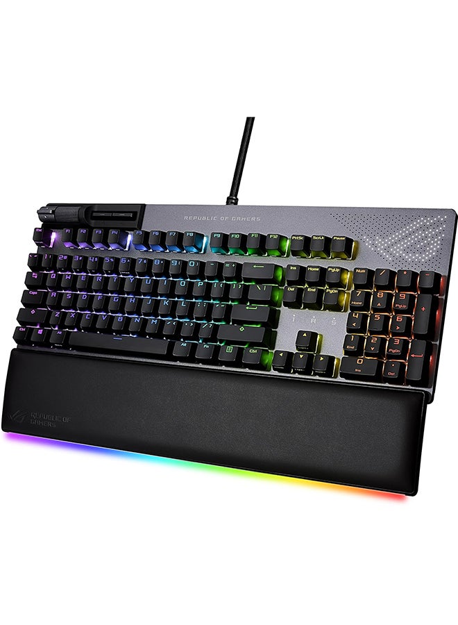 ASUS - ASUS Rog Strix Flare II Animate 100% Rgb Gaming Keyboard - Hot-Swappable, Rog Nx Red Linear Switches, Customizable Led Display, Pbt Keycaps, Acoustic Dampening Foam, Media Controls, Wrist Rest, Wired - Image 1