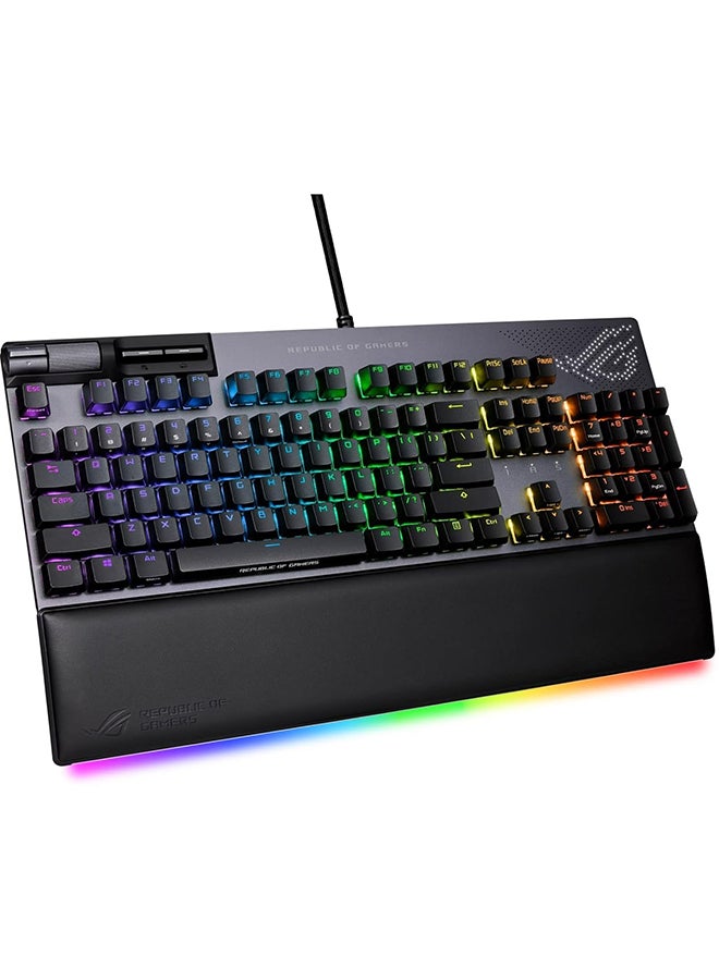 ASUS - ASUS Rog Strix Flare II Animate 100% Rgb Gaming Keyboard - Hot-Swappable, Rog Nx Red Linear Switches, Customizable Led Display, Pbt Keycaps, Acoustic Dampening Foam, Media Controls, Wrist Rest, Wired - Image 1