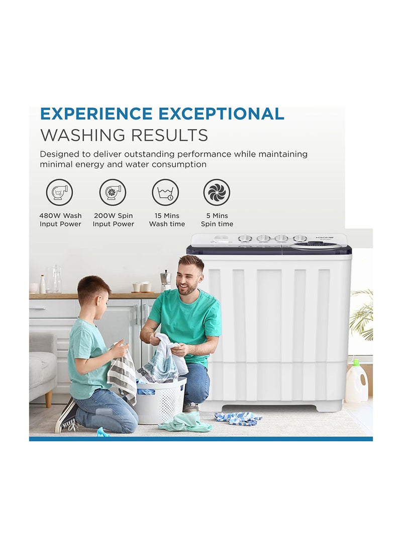 Krome - Twin Tub Semi-Automatic Washing Machine, Powerful Wash With Mechanical Wash Timer, Intuitive Control, Durable Aluminium Spin Motor, 480W Wash And 200W Spin Input Power 20 kg KR-WSA200K White - Image 1