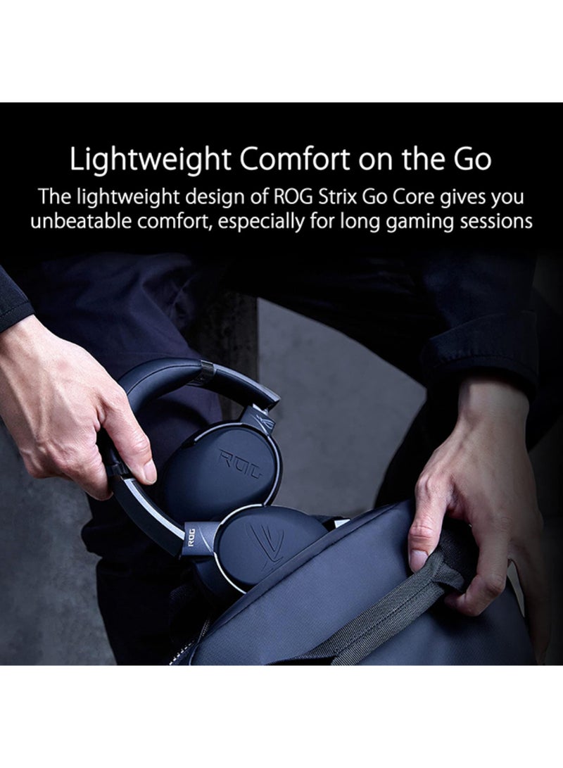 أسوس - سماعة الرأس ASUS ROG STRIX GO CORE: صوت محيطي افتراضي 7.1 مع مشغلات 40 مم، وعمر بطارية يصل إلى 40 ساعة، وإلغاء الضوضاء المدعوم بالذكاء الاصطناعي لسماعة رأس غامرة للألعاب - Image 1
