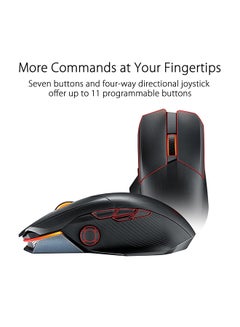 أسوس ماوس الألعاب ASUS P708 ROG Chakram X Origin، اتصال ثلاثي الوضع (2.4 جيجا هرتز RF، بلوتوث، سلكي)، مستشعر 36000 نقطة في البوصة، 11 زرًا قابلاً للبرمجة، عصا تحكم قابلة للفصل، كابل باراكورد، أسود  - Image 4