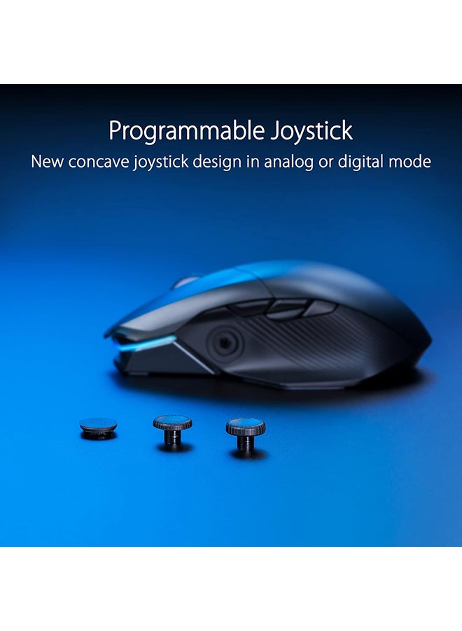 ASUS - ASUS P708 ROG Chakram X Origin Gaming Mouse, Tri-Mode connectivity (2.4GHz RF, Bluetooth, Wired), 36000 DPI Sensor, 11 programmable Buttons, Detachable Joystick, Paracord Cable, Black - Image 1