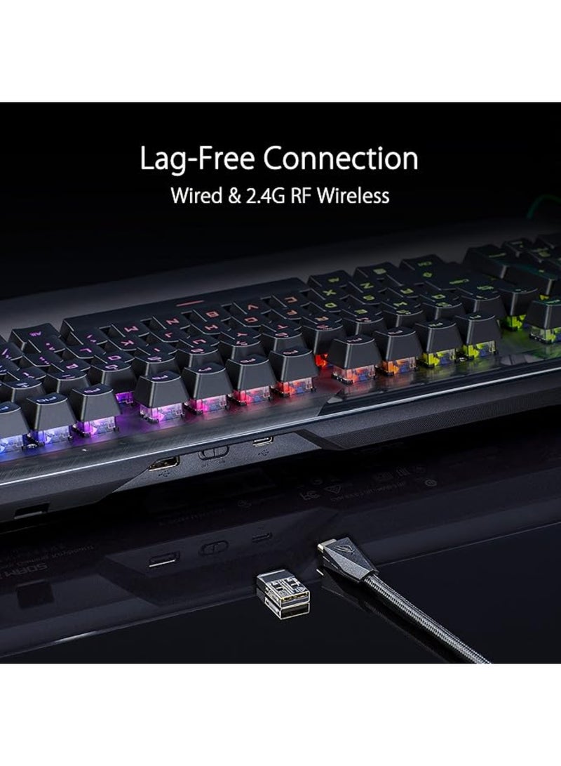 ASUS - MA02 ROG Claymore II Wireless Modular Mechanical Gaming Keyboard, Detachable Numpad, RX Red Switches, Aura Sync, 2.4 Ghz, USB 2.0 - Image 1
