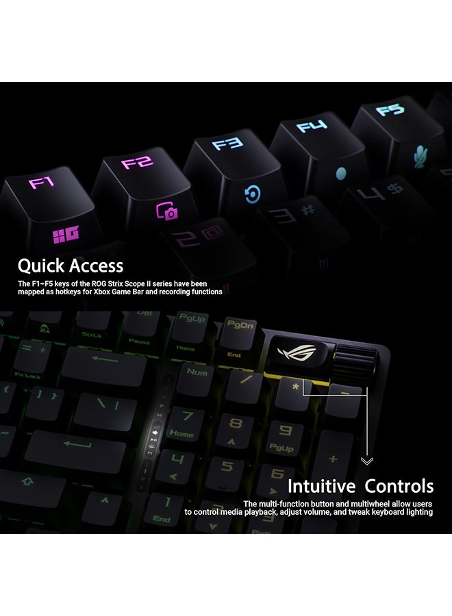 ASUS X901 ROG Strix Scope II 96 Wireless Gaming Keyboard, Three-Mode Connection, Shock Absorbing Foam and Switch Dampening Pads, Hot Swappable Pre-Lubricated ROG NX Snow Switches, PBT Keycaps, RGB-Black