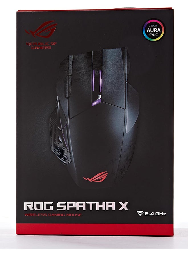 أسوس - ROG Spatha X Wireless Gaming Mouse Magnetic Charging Stand, 12 Programmable Buttons, 19,000 DPI, Push-Fit Hot Swap Switch Sockets, ROG Micro Switches, ROG Paracord and Aura RGB Lighting - Image 1