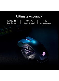 أسوس ROG Spatha X Wireless Gaming Mouse Magnetic Charging Stand, 12 Programmable Buttons, 19,000 DPI, Push-Fit Hot Swap Switch Sockets, ROG Micro Switches, ROG Paracord and Aura RGB Lighting  - Image 4