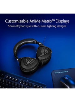 أسوس سماعة الألعاب Asus Rog Delta S Animate (شاشة عرض مصفوفة الرسوم المتحركة، Hi-Fi Ess 9281 Quad Dac، ميكروفون Ai لإلغاء الضوضاء، صوت محيطي 7.1، برامج تشغيل 50 مم، للكمبيوتر الشخصي، Switch، Ps4، Ps5، والأجهزة المحمولة) - أسود أذن  - Image 3
