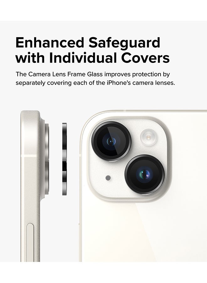 Ringke Camera Lens Frame Protector For iPhone 15 Plus 2023 Anti-Fingerprint Tempered Glass Covers And Aluminum Alloy Frames Adhesive Coating - Clear  - Image 4