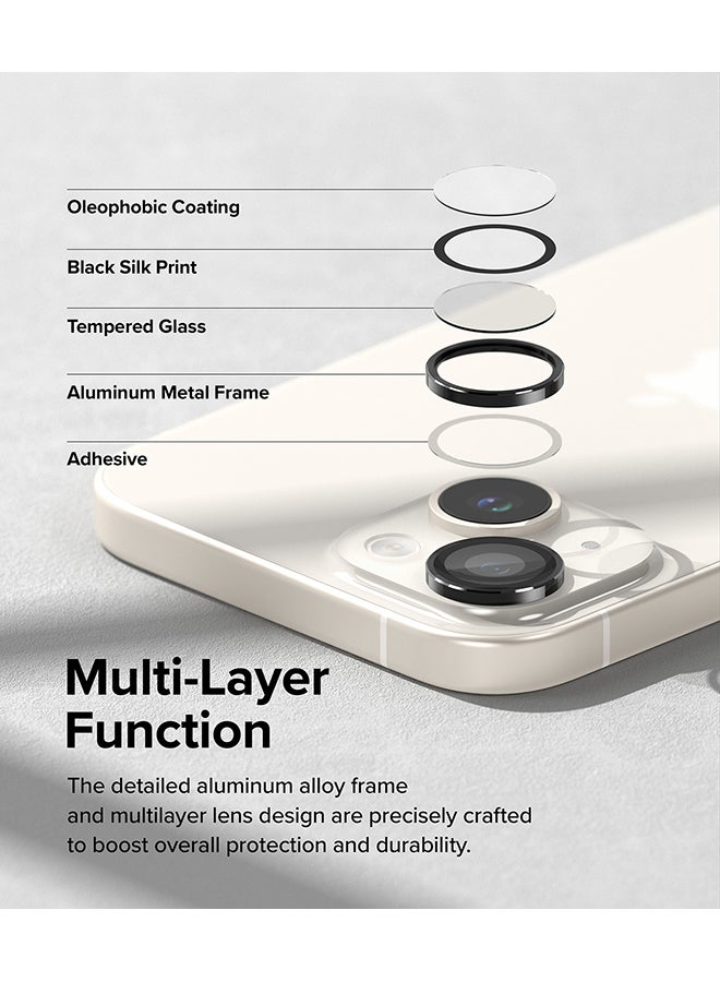 Ringke Camera Lens Frame Protector For iPhone 15 Plus 2023 Anti-Fingerprint Tempered Glass Covers And Aluminum Alloy Frames Adhesive Coating - Clear  - Image 5