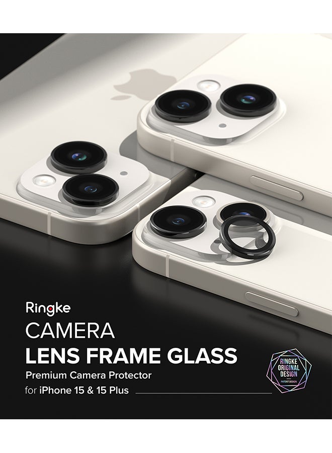 Ringke Camera Lens Frame Protector For iPhone 15 Plus 2023 Anti-Fingerprint Tempered Glass Covers And Aluminum Alloy Frames Adhesive Coating - Clear  - Image 3