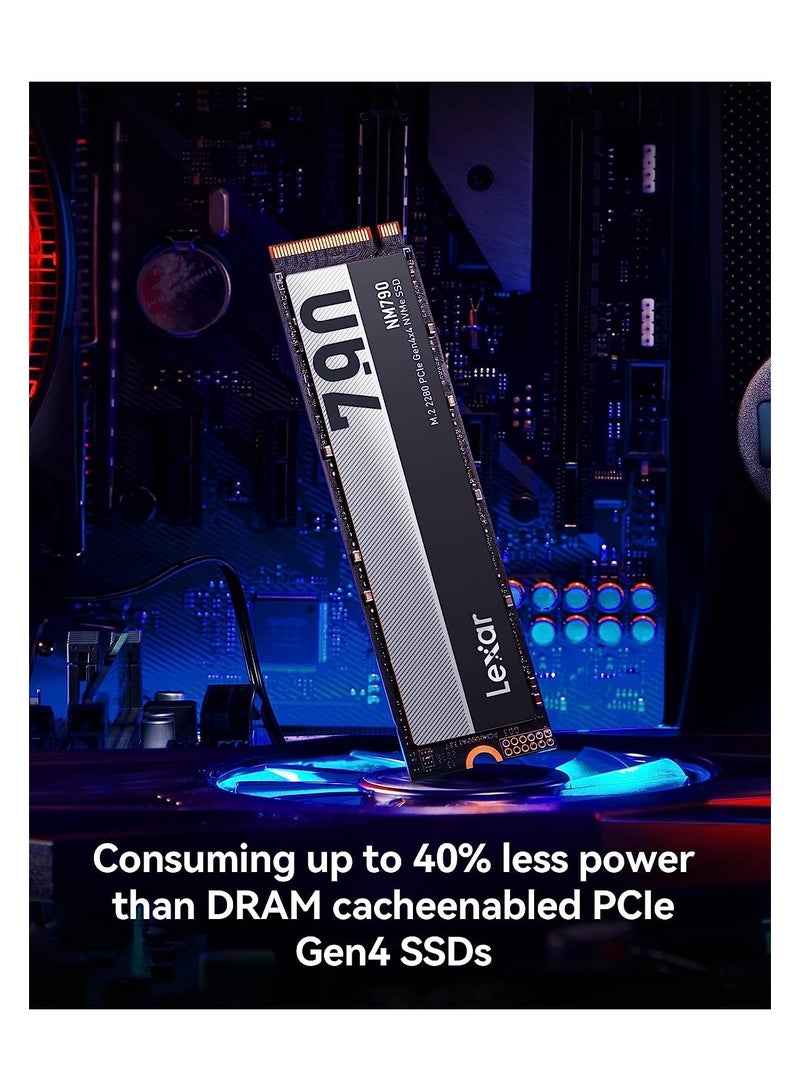 Lexar NM790 512GB SSD, M.2 2280 PCIe Gen4x4 NVMe 1.4 Internal SSD, Up To 7200MB/s Read, Up To 4400MB/s Write, Internal Solid State Drive For PS5, PC, Laptop, Gamers, Professionals LNM790X512G-RNNNG 512 GB - Image 5