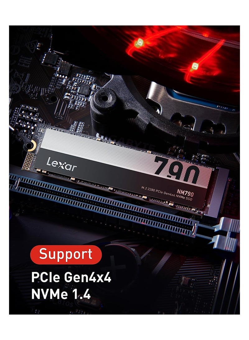 Lexar NM790 512GB SSD, M.2 2280 PCIe Gen4x4 NVMe 1.4 Internal SSD, Up To 7200MB/s Read, Up To 4400MB/s Write, Internal Solid State Drive For PS5, PC, Laptop, Gamers, Professionals LNM790X512G-RNNNG 512 GB - Image 3