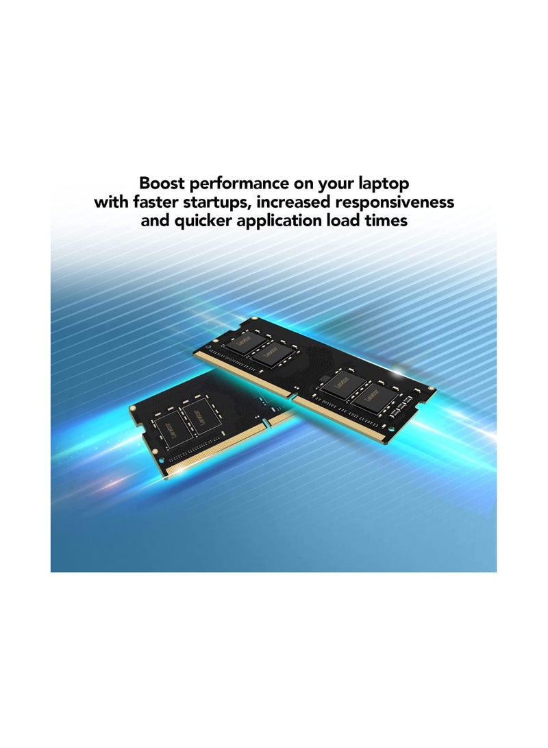 Lexar - 8Gb DRAM, DDR4 3200 MHz SODIMM Laptop Memory For Everyday Users, Performance Upgrade Black - Image 1