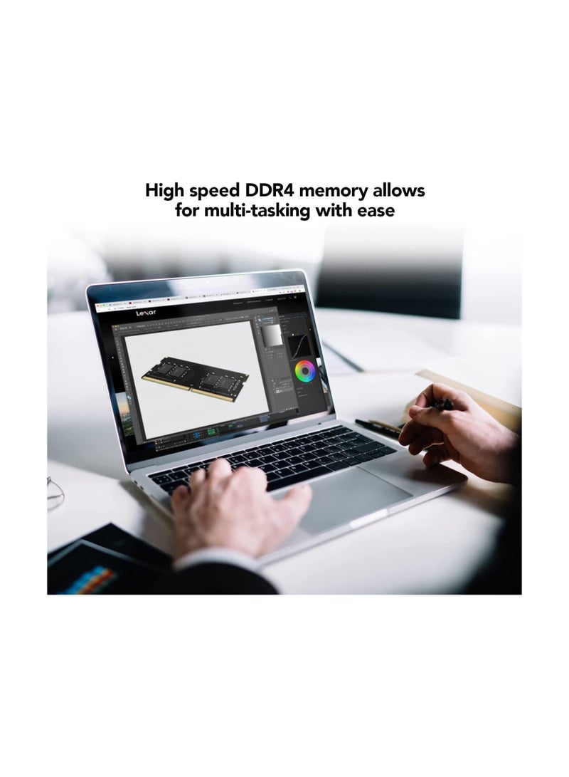 Lexar - 8Gb DRAM, DDR4 3200 MHz SODIMM Laptop Memory For Everyday Users, Performance Upgrade Black - Image 1