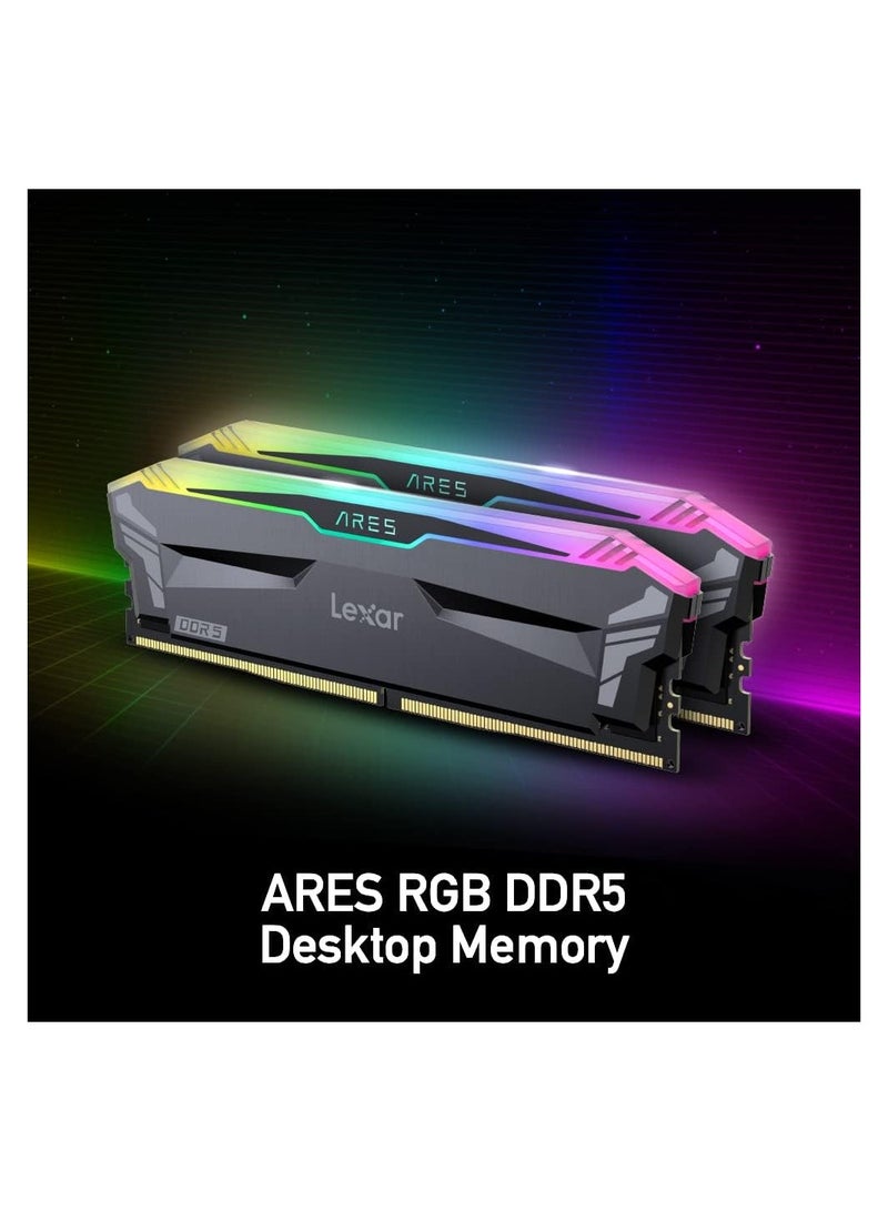 Lexar Ares RGB 32Gb (2x16GB) DDR5 Ram 6000MT/s CL34 Desktop Memory - AMD Expo And Intel XMP 3.0 LD5FU016G-R6000GDGA Black  - Image 2