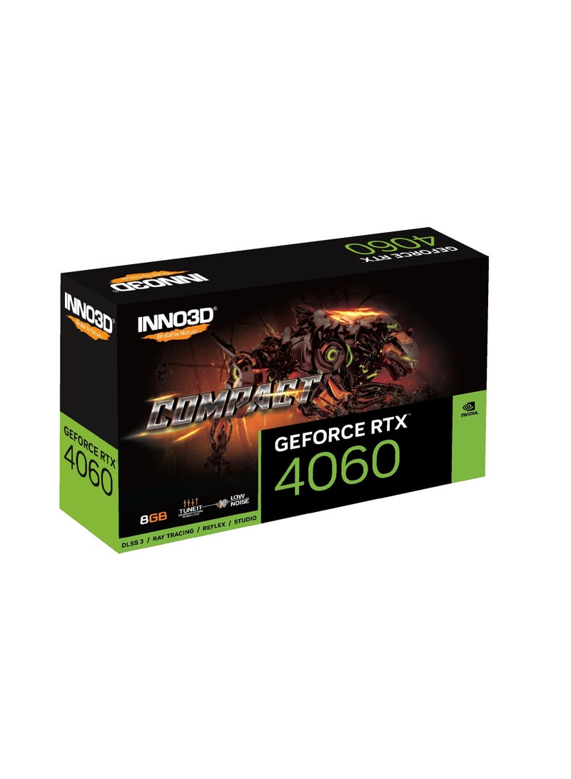 INNO3D - GeForce RTX 4060 Compact Only 1 Fan 8GB Graphic Card Black - Image 1