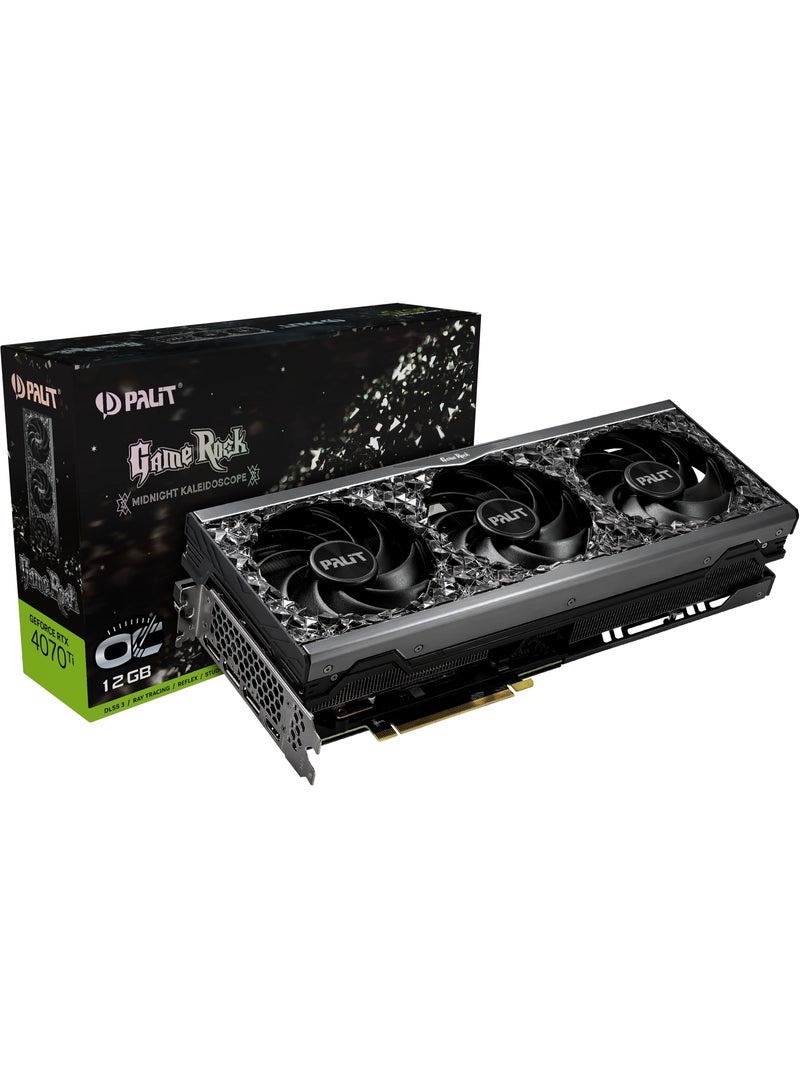 Palit - NVIDIA GeForce RTX™ 4070 Ti GameRock OC, 12GB GDDR6X Graphics Card,7680 Cores,2775 MHz Boost Clock Speed, 192 Bit Memory, PCI Express Gen4,1xHDMI 2.1,Midnight Kaleidoscope | NED407TU19K9-1045G black - Image 1
